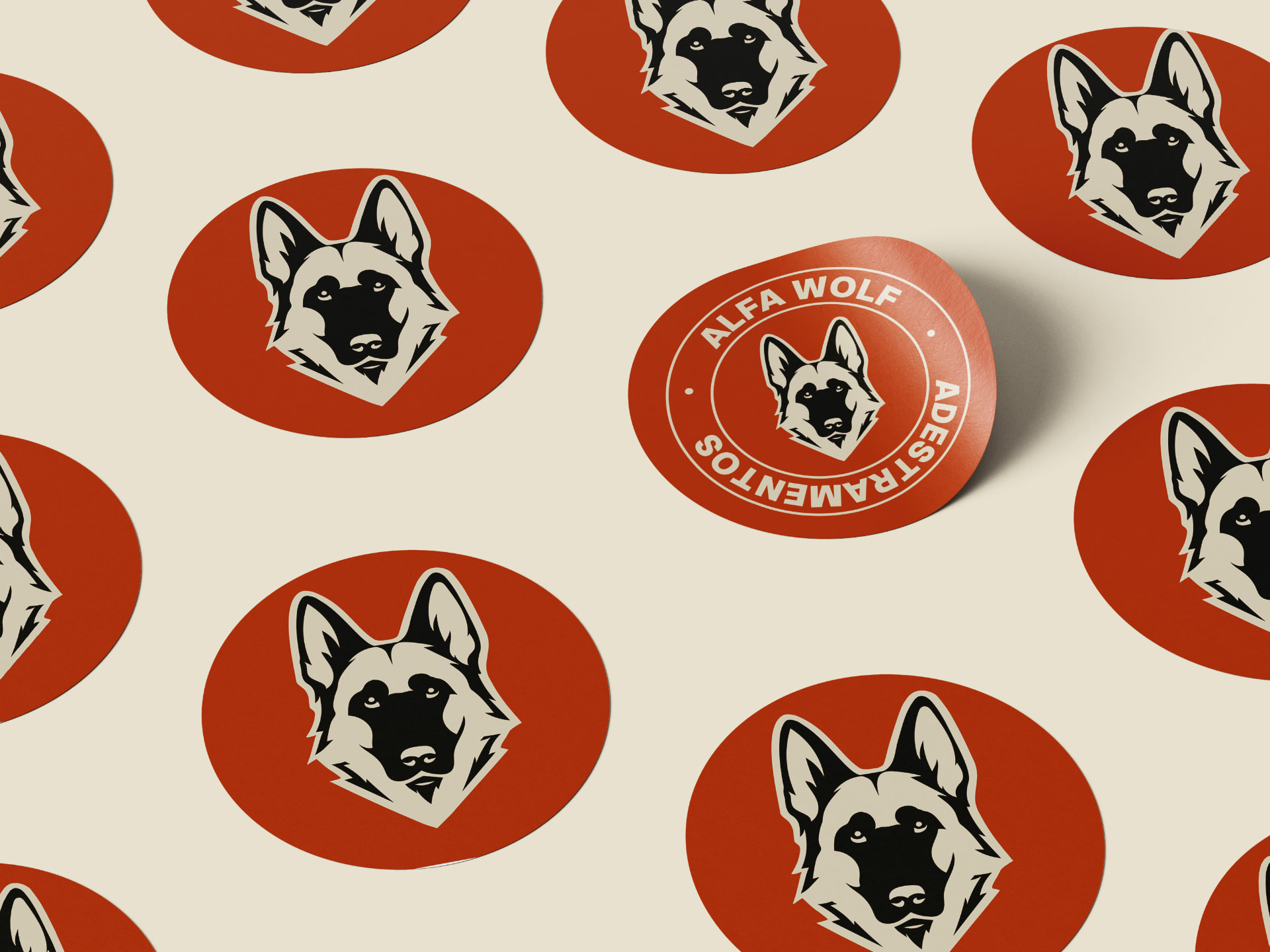 Aplicações da identidade visual Alfa Wolf